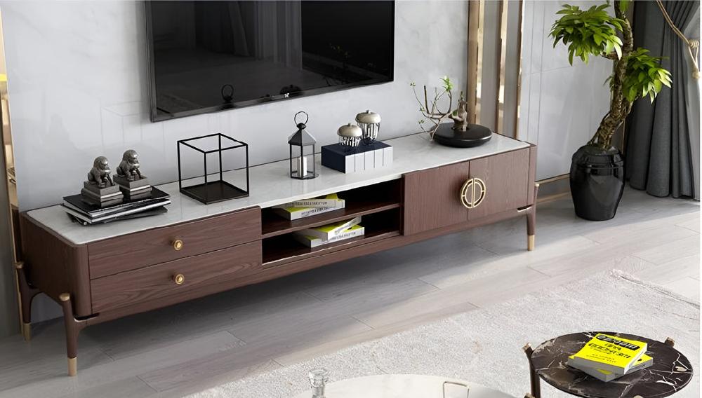 Lixra Modern Marble Top TV-Stand Table