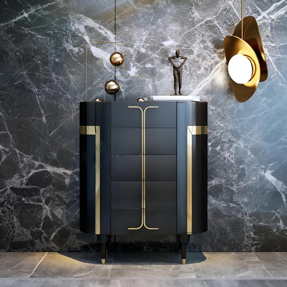 Lixra Modern Marble-Top Wooden Drawer Chest