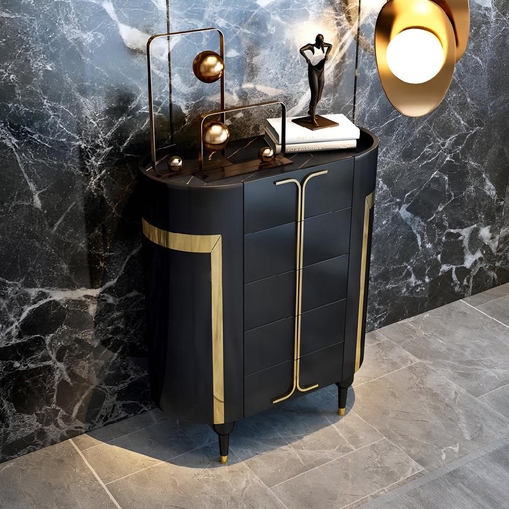 Lixra Modern Marble-Top Wooden Drawer Chest