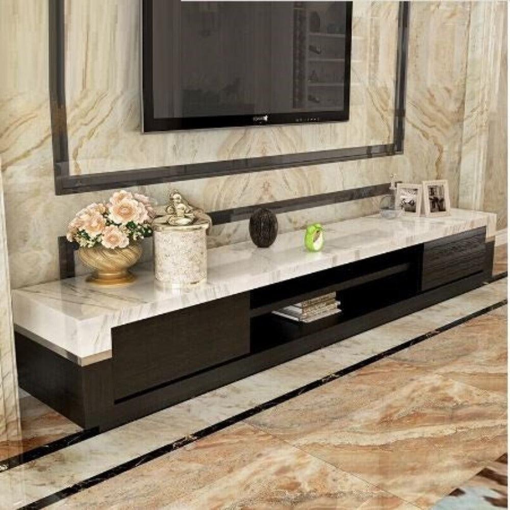 Lixra Modern Marble Top Wooden TV Stand