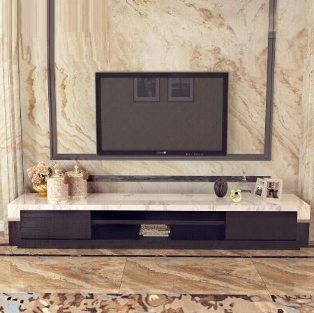 Lixra Modern Marble Top Wooden TV Stand
