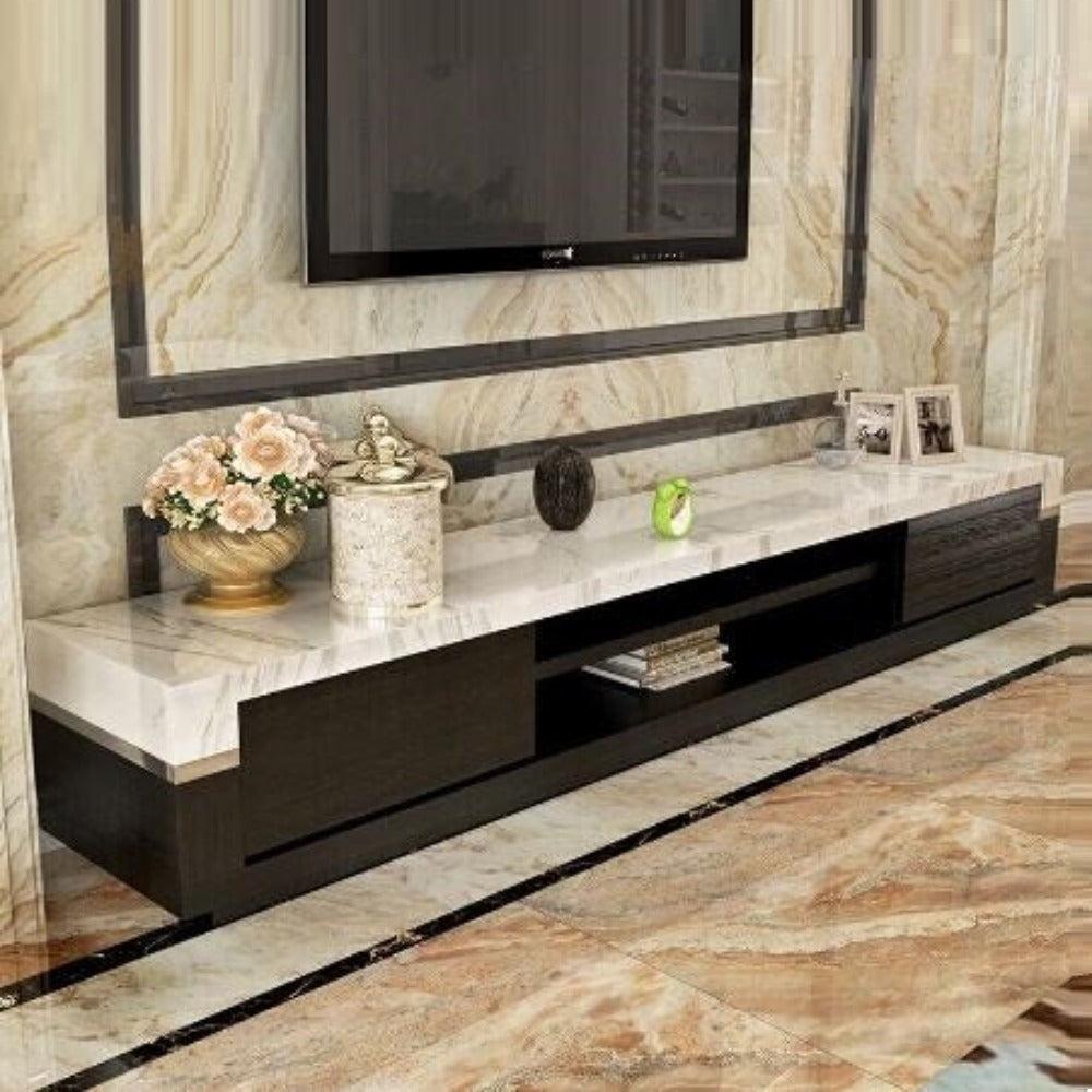 lixra Modern Marble Top Wooden TV Stand