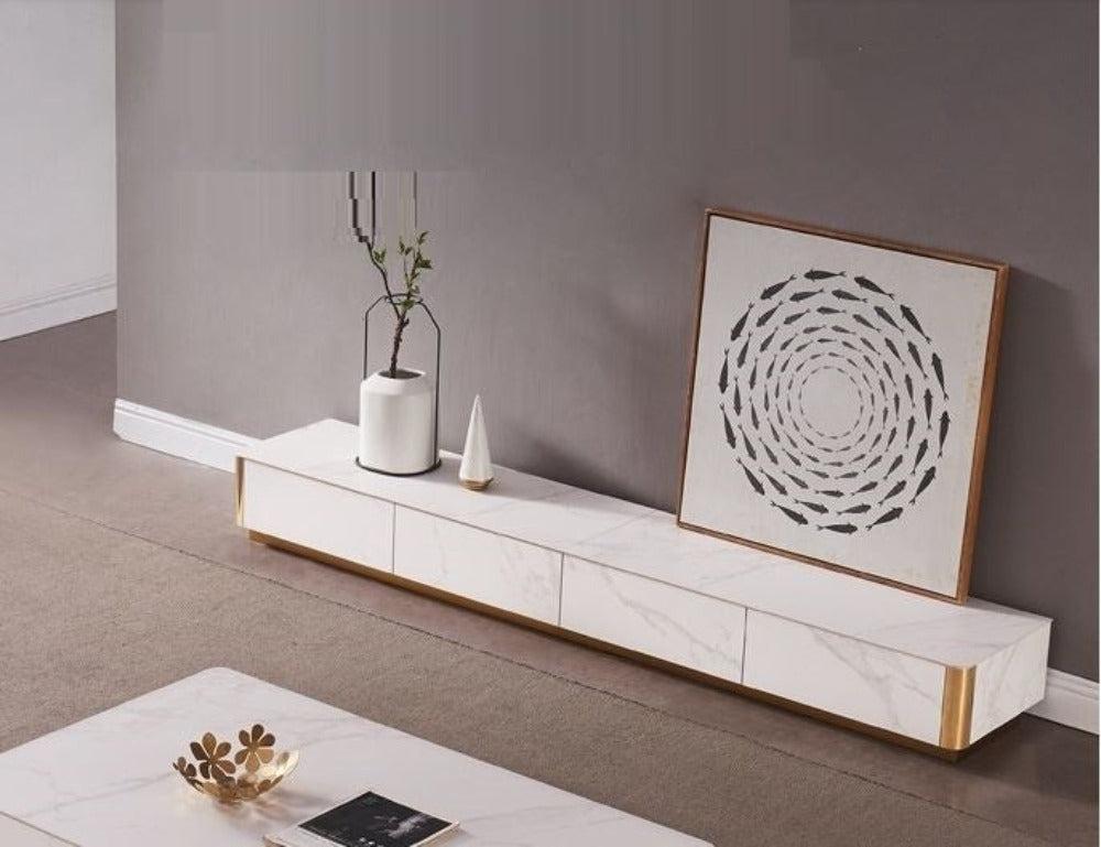 Lixra Modern Marble TV Stand With Storage