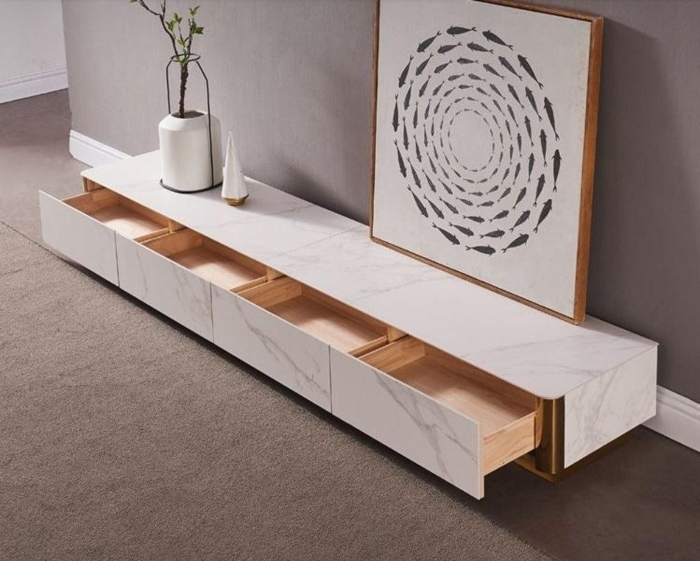 Lixra Modern Marble TV Stand With Storage