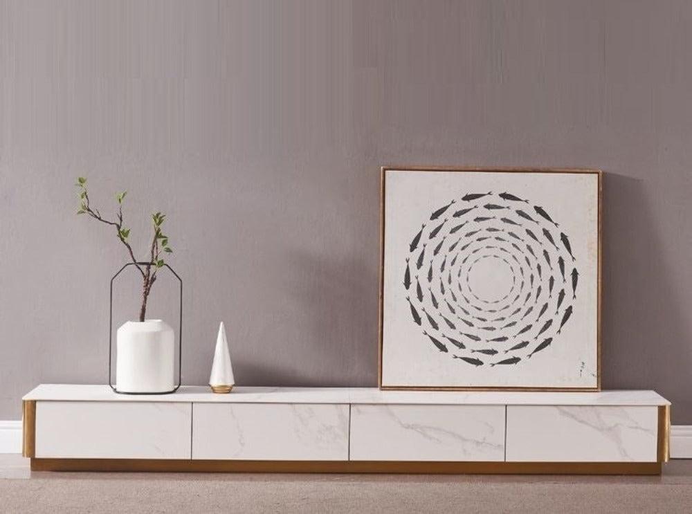 lixra Modern Marble TV Stand with Storage