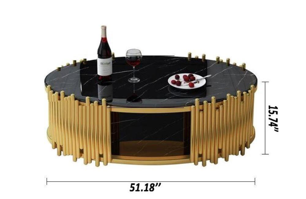 Lixra Modern Metal Framed Marble Coffee Table