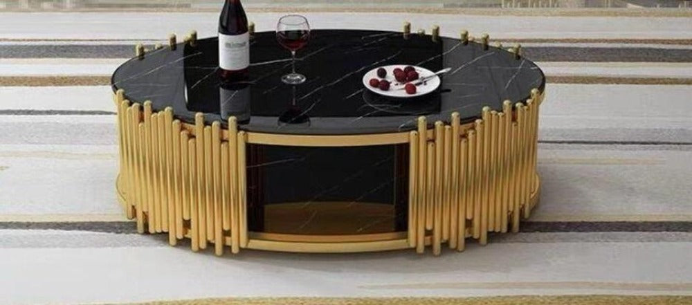 lixra Modern Metal Framed Marble Coffee Table