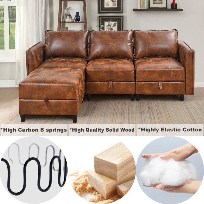 Lixra Modern Minimalist Leather Sofa Set