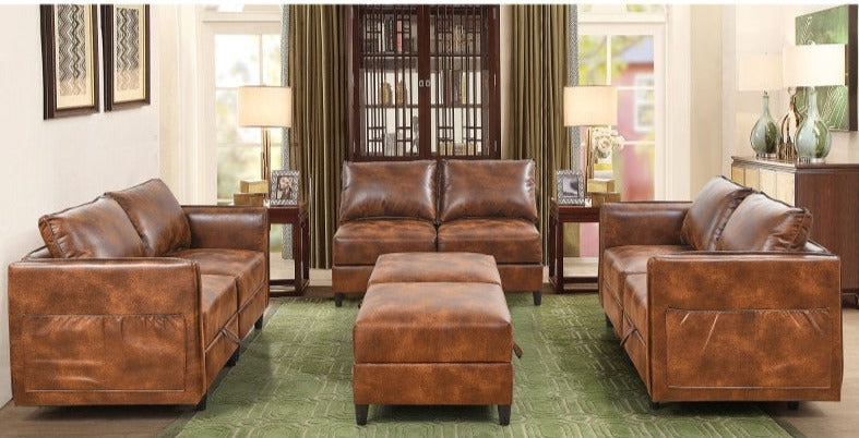 lixra Modern Minimalist Leather Sofa Set