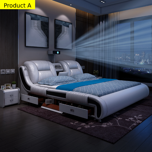 Lixra Modern Multi-Functional Leather Bed