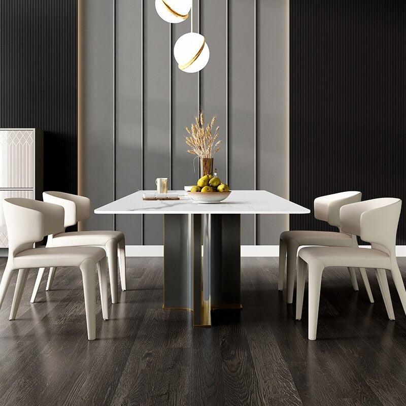 Lixra Modern Opulent Marble Dining Table Set