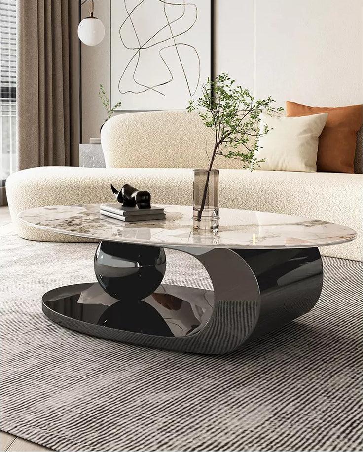 Lixra Modern Oval Shaped Marble Coffee Table