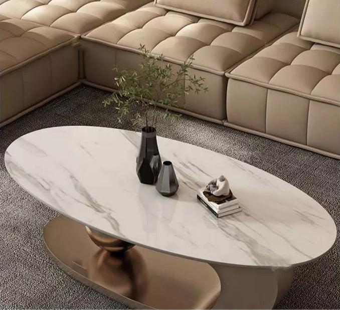 Lixra Modern Oval Shaped Marble Coffee Table