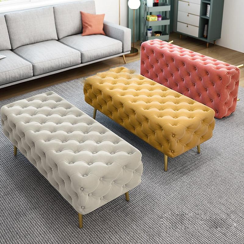 Lixra Modern Palatial Button-Tufted Fabric Ottoman