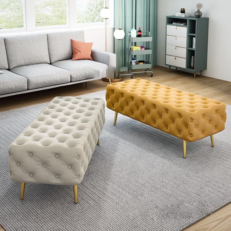 Lixra Modern Palatial Button-Tufted Fabric Ottoman
