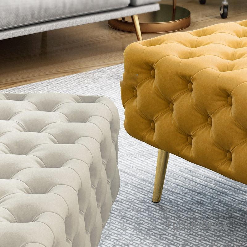Lixra Modern Palatial Button-Tufted Fabric Ottoman
