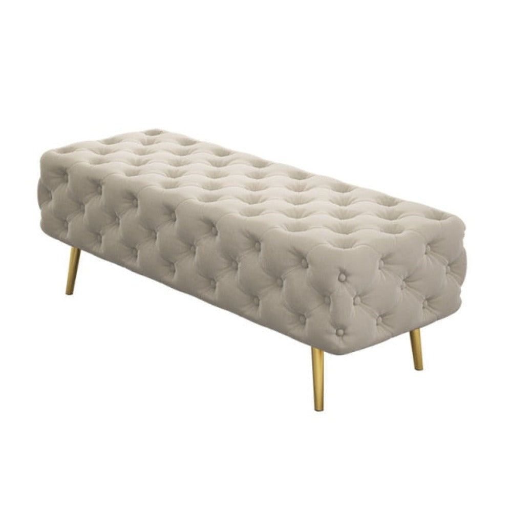 lixra Modern Palatial Button-Tufted Fabric Ottoman
