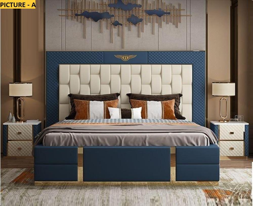 Lixra Modern Rectangular Leather Panel Bed