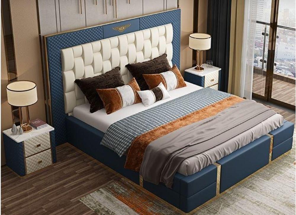 Lixra Modern Rectangular Leather Panel Bed