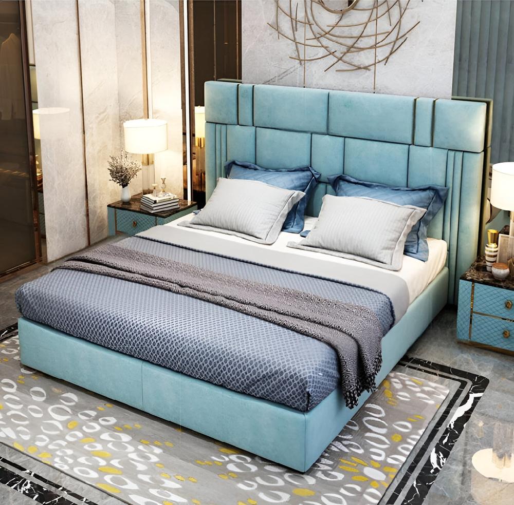 Lixra Modern Rectangular Leather Upholstered Bed