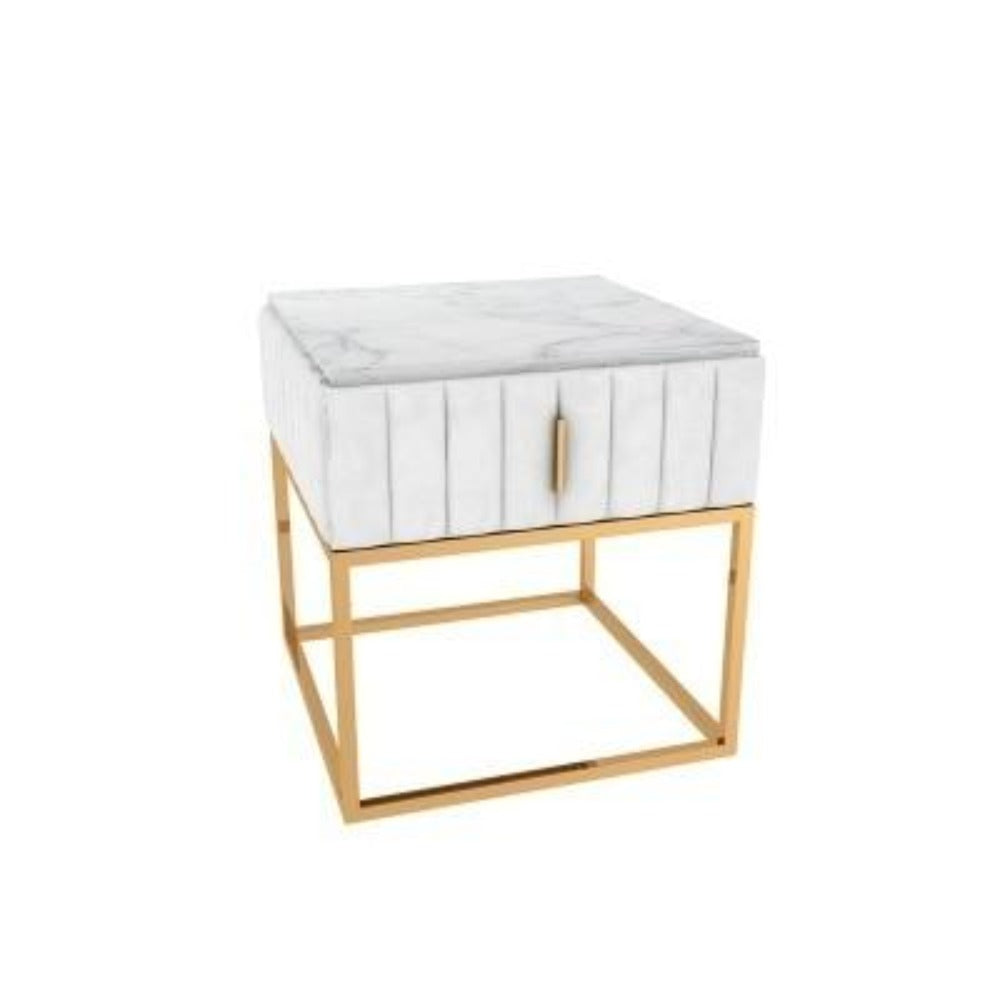 lixra Modern Rectangular Marble Night Stand