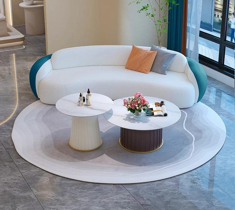 Lixra Modern Round Coffee Table With Side Table