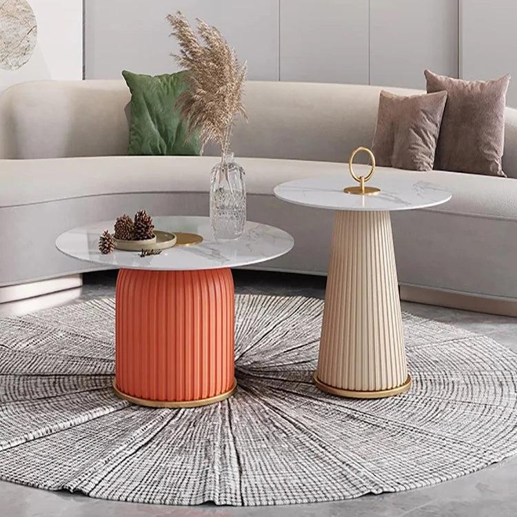 Lixra Modern Round Coffee Table With Side Table