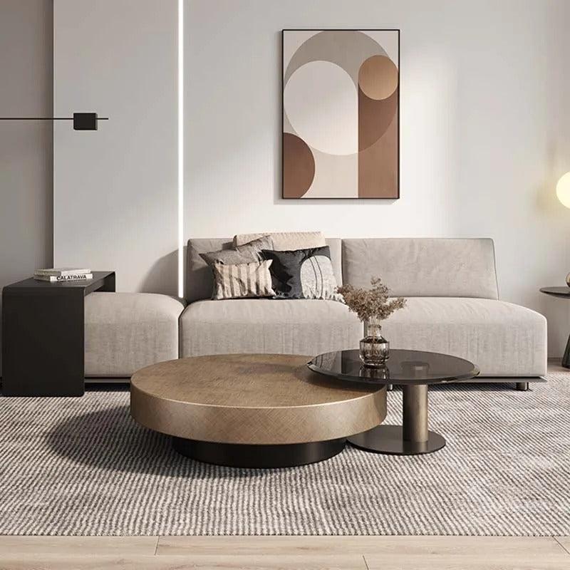 Lixra Modern Round Glass-Top Coffee Table