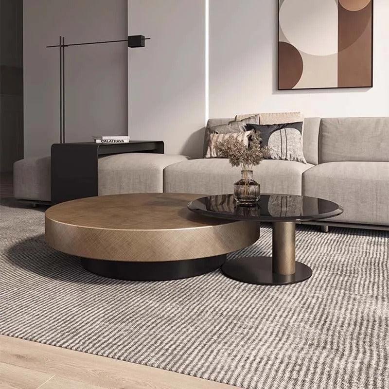 Lixra Modern Round Glass-Top Coffee Table