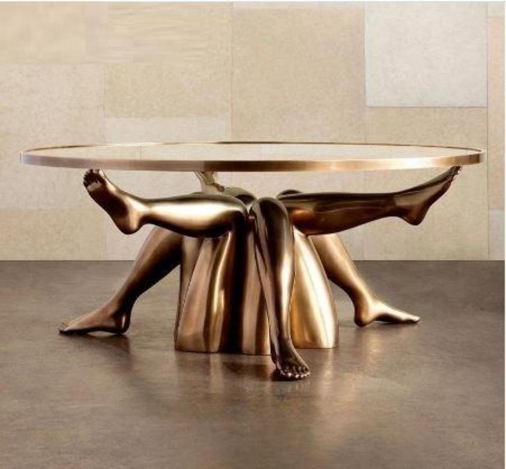 Lixra Modern Round Glass Top Coffee Table