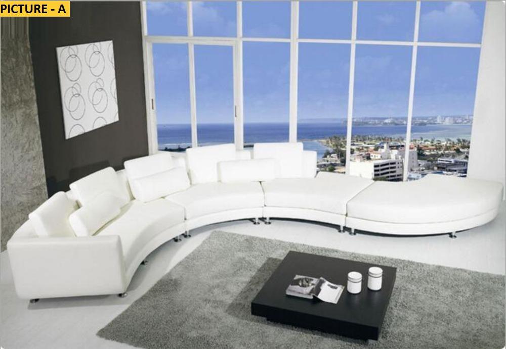 Lixra Modern Round Leather Sectional Sofa