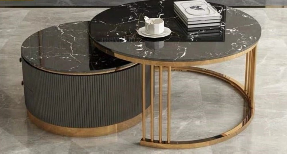 Lixra Modern Round Marble Coffee Table