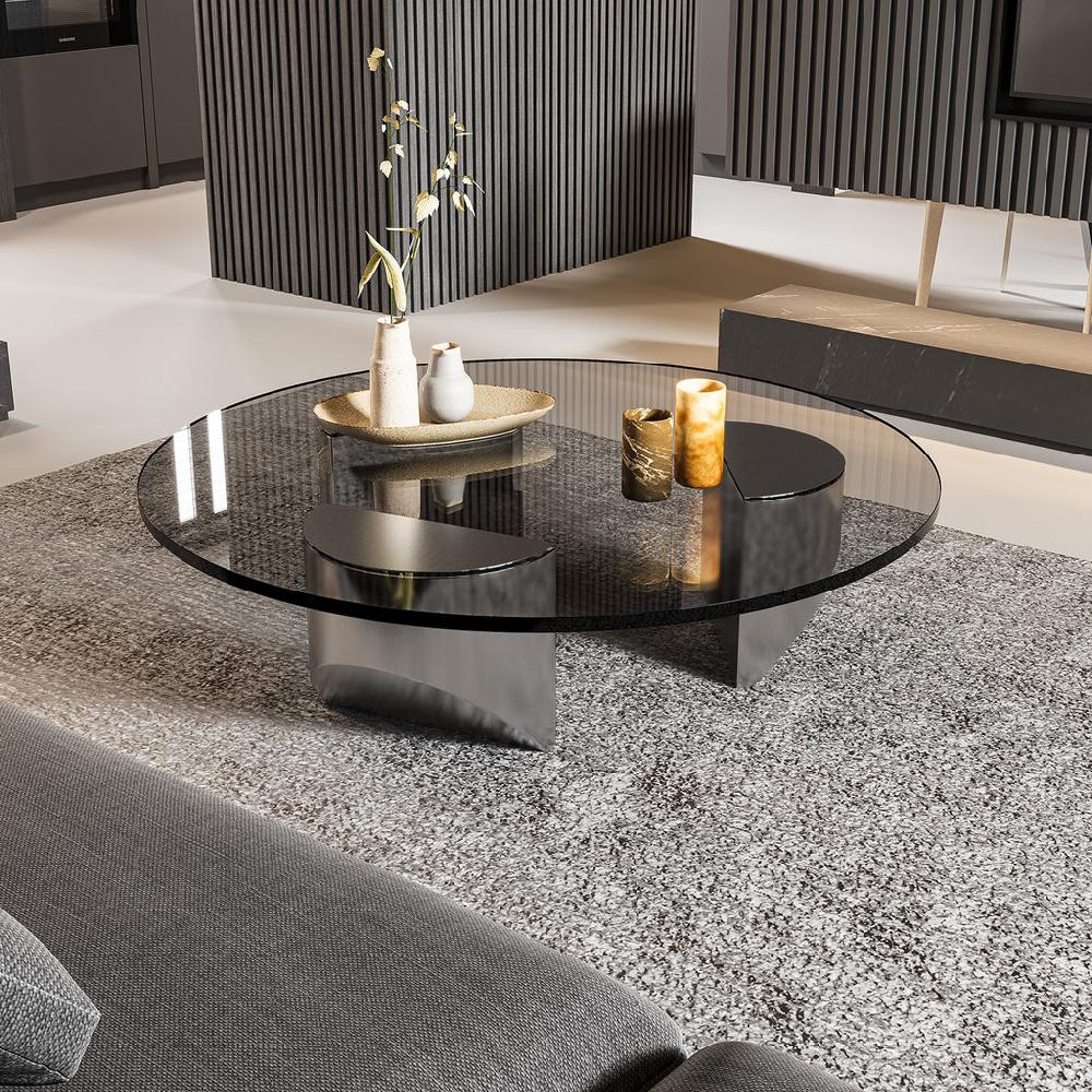 lixra Modern Round Shaped Glass Coffee-Table