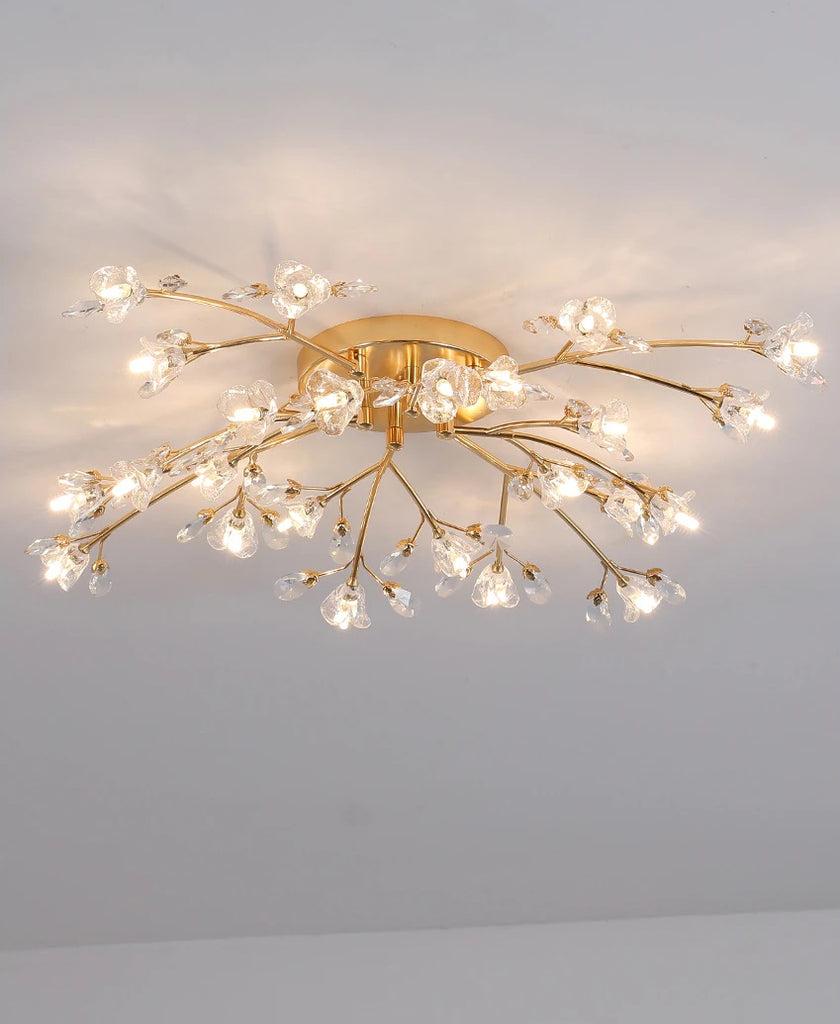 lixra Modern Semi Flush Golden Mounted Light