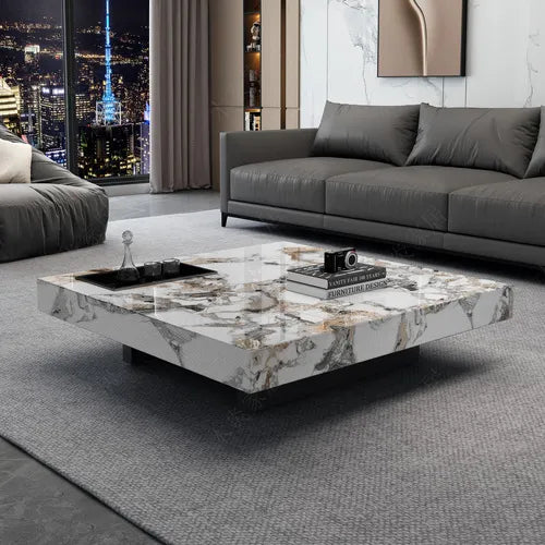 lixra Modern Square Wooden Coffee Table