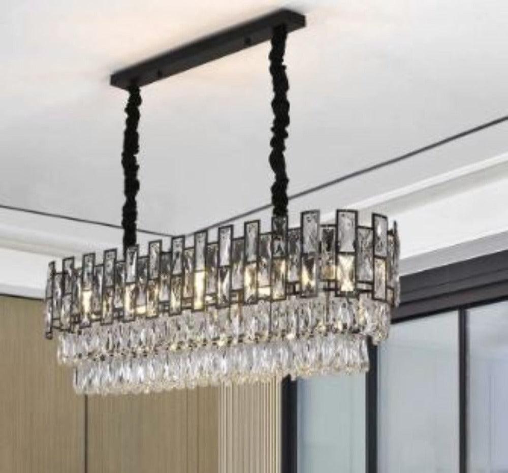 Lixra Modern Stylish Oval Hanging Black Chandelier