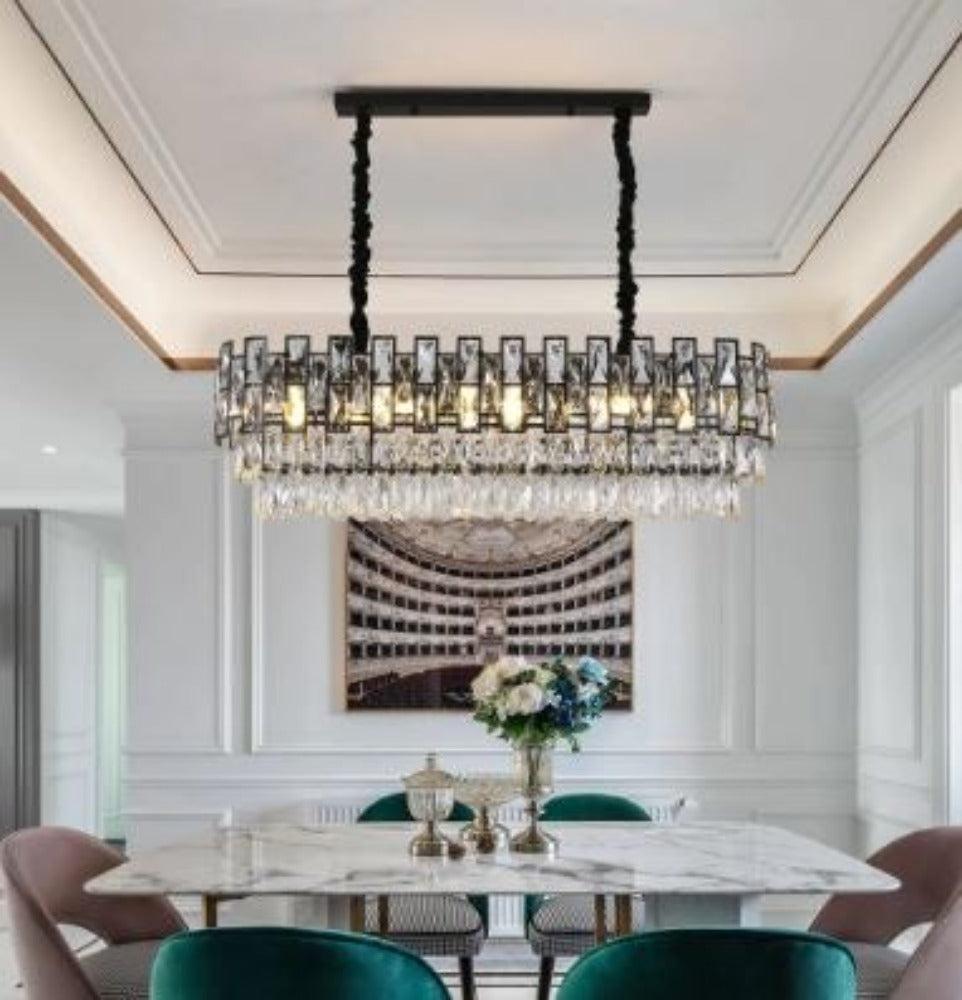 Lixra Modern Stylish Oval Hanging Black Chandelier