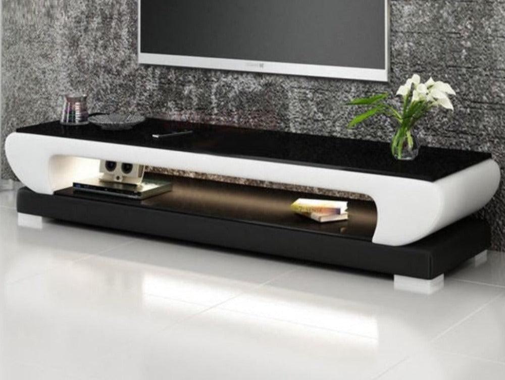 Lixra Modern TV Stand With Glass Table Top