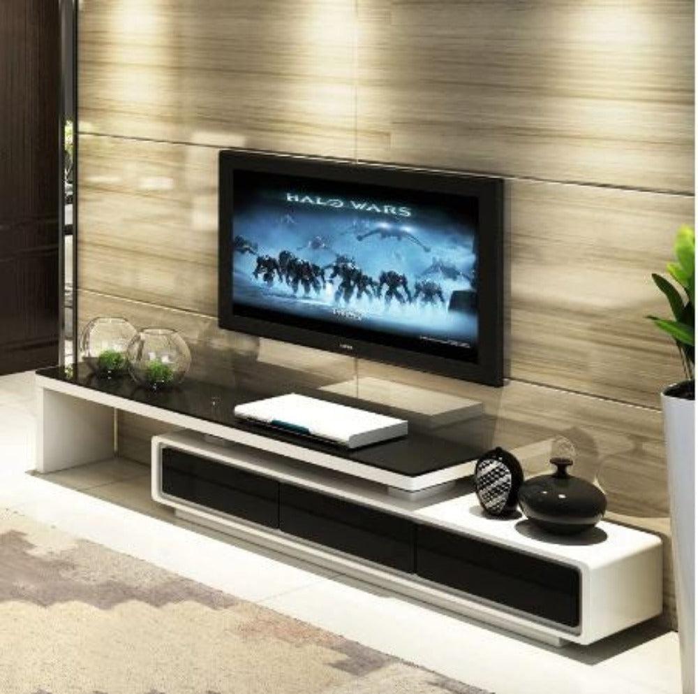 Lixra Modern TV Stand With Glass Tabletop