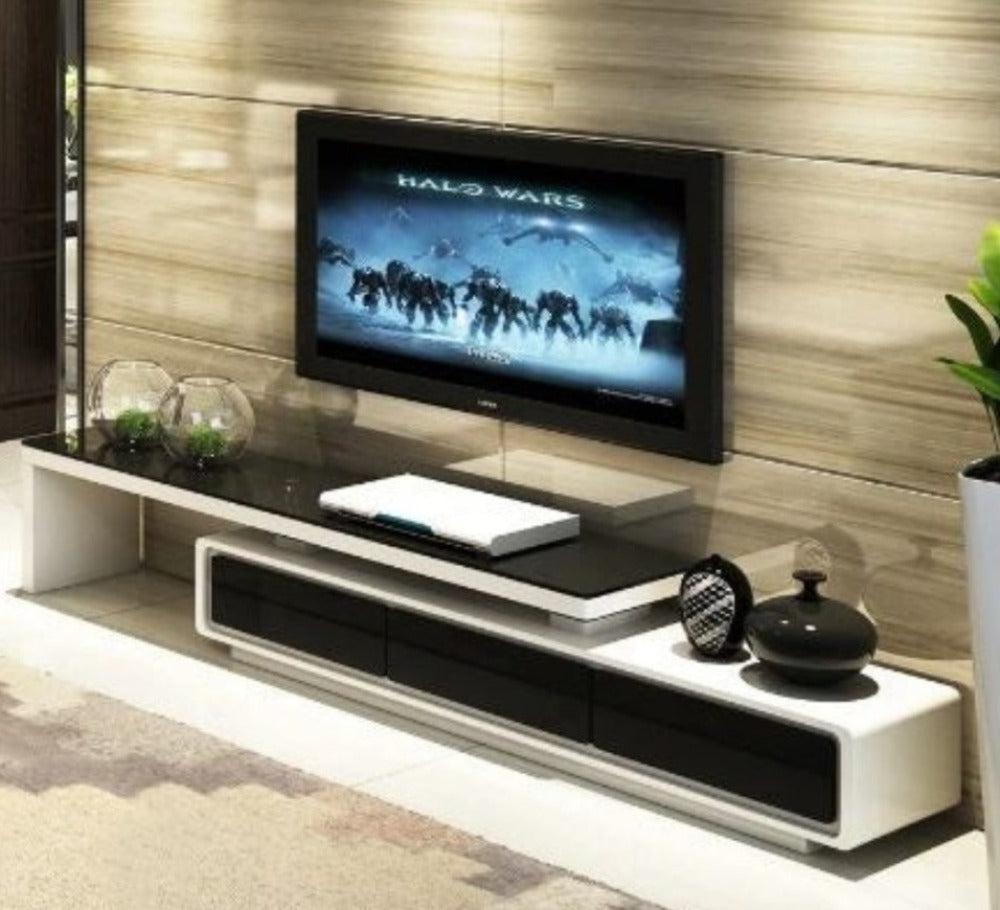 Lixra Modern TV Stand With Glass Tabletop