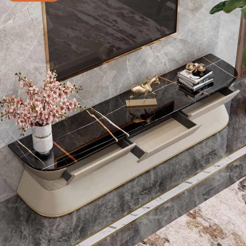 lixra Modern TV Stand with Leather Upholstery