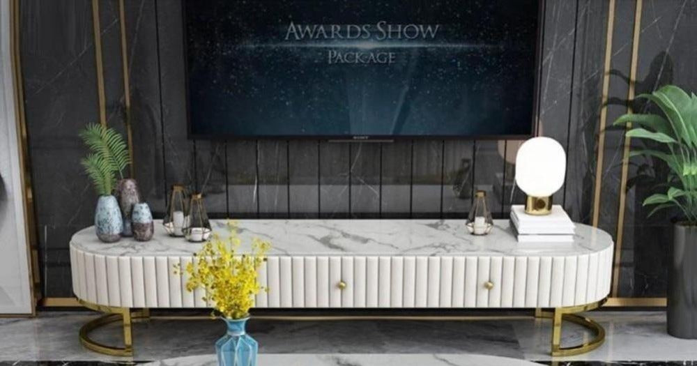 Lixra Modern TV Stand With Luxury Marble Top