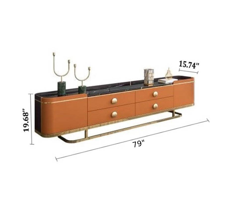 Lixra Modern TV Stand With Marble Table-Top