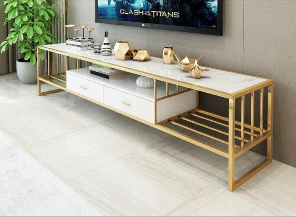 Lixra Modern TV Stand With Marble Top