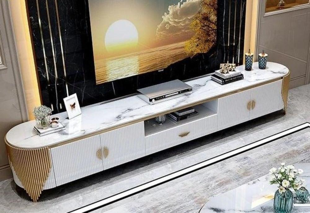 Lixra Modern TV Stand With Marble Top