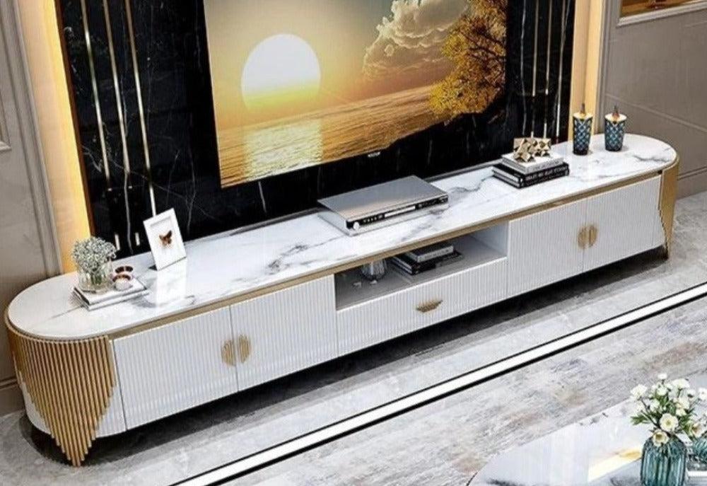 Lixra Modern TV Stand With Marble Top