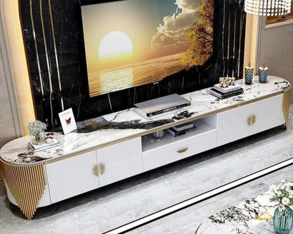 Lixra Modern TV Stand With Marble Top