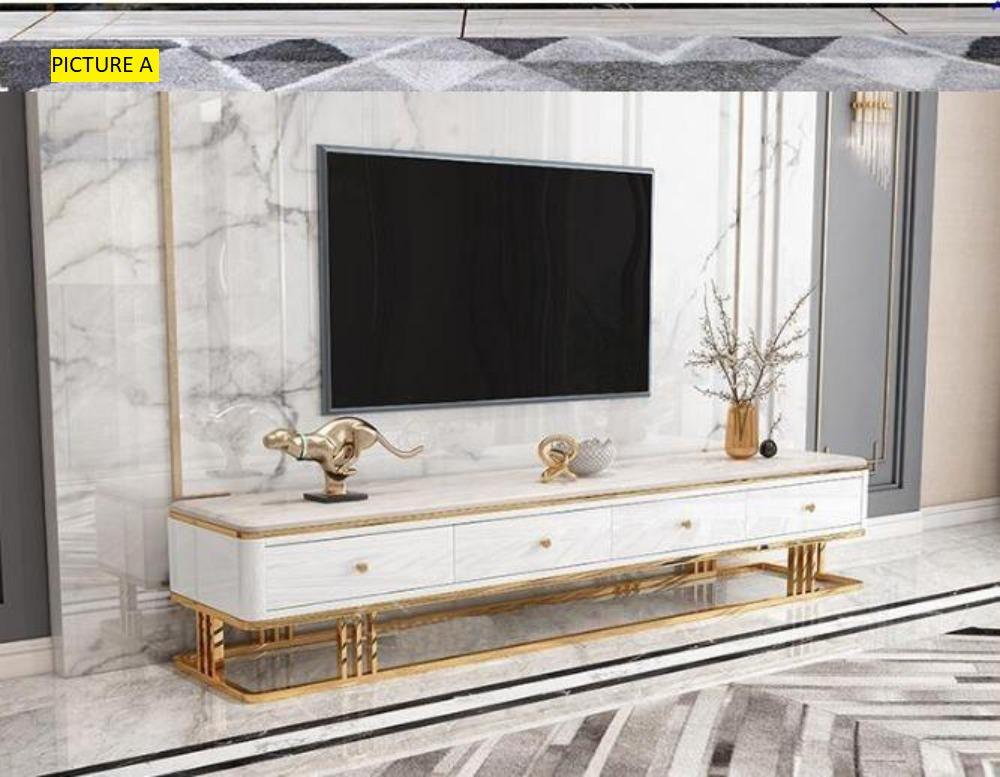 Lixra Modern TV Stand With Marble Top