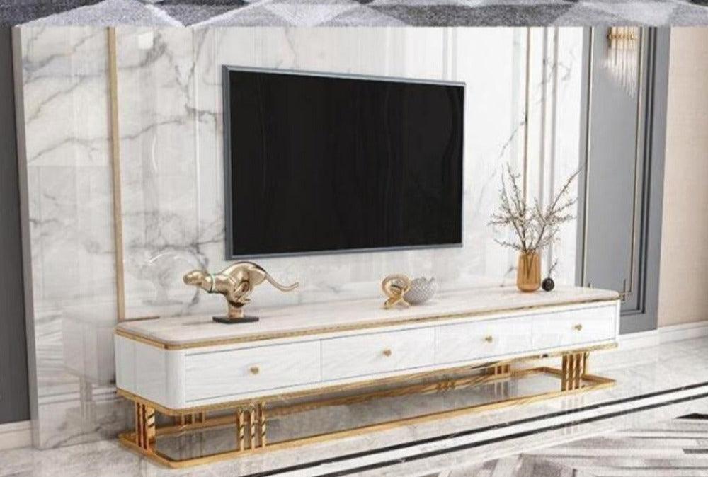 lixra Modern TV Stand with Marble Top
