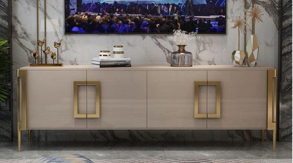 Lixra Modern TV Stand With Metallic Finish